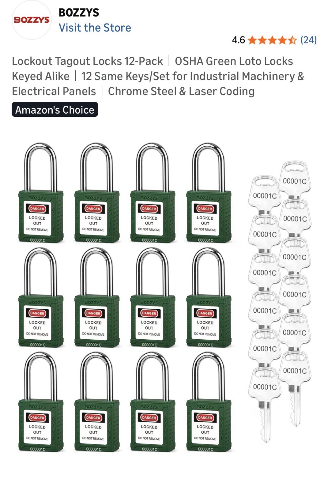 Lockout Tagout Locks 12-Pack｜OSHA Green Loto Locks Keyed Alike, New And Sealed