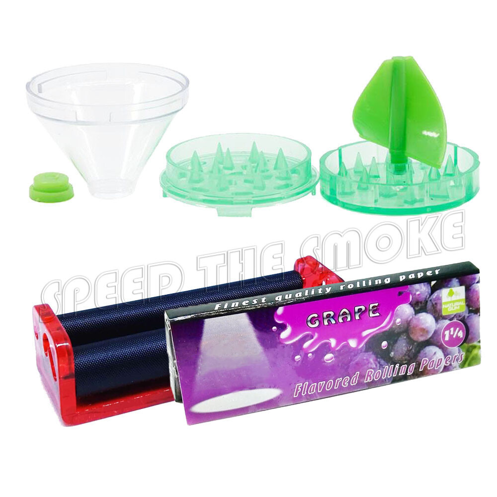 "BOOM HERB" Smokers Gift Set Starter Kit Pack Rolling Papers Grinder Roller Tray