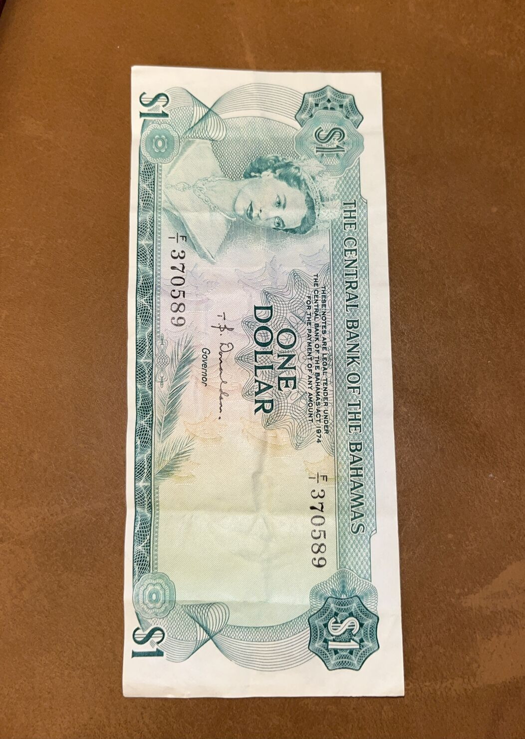 1974 Bahamas $1 Dollar Note F/1 370589