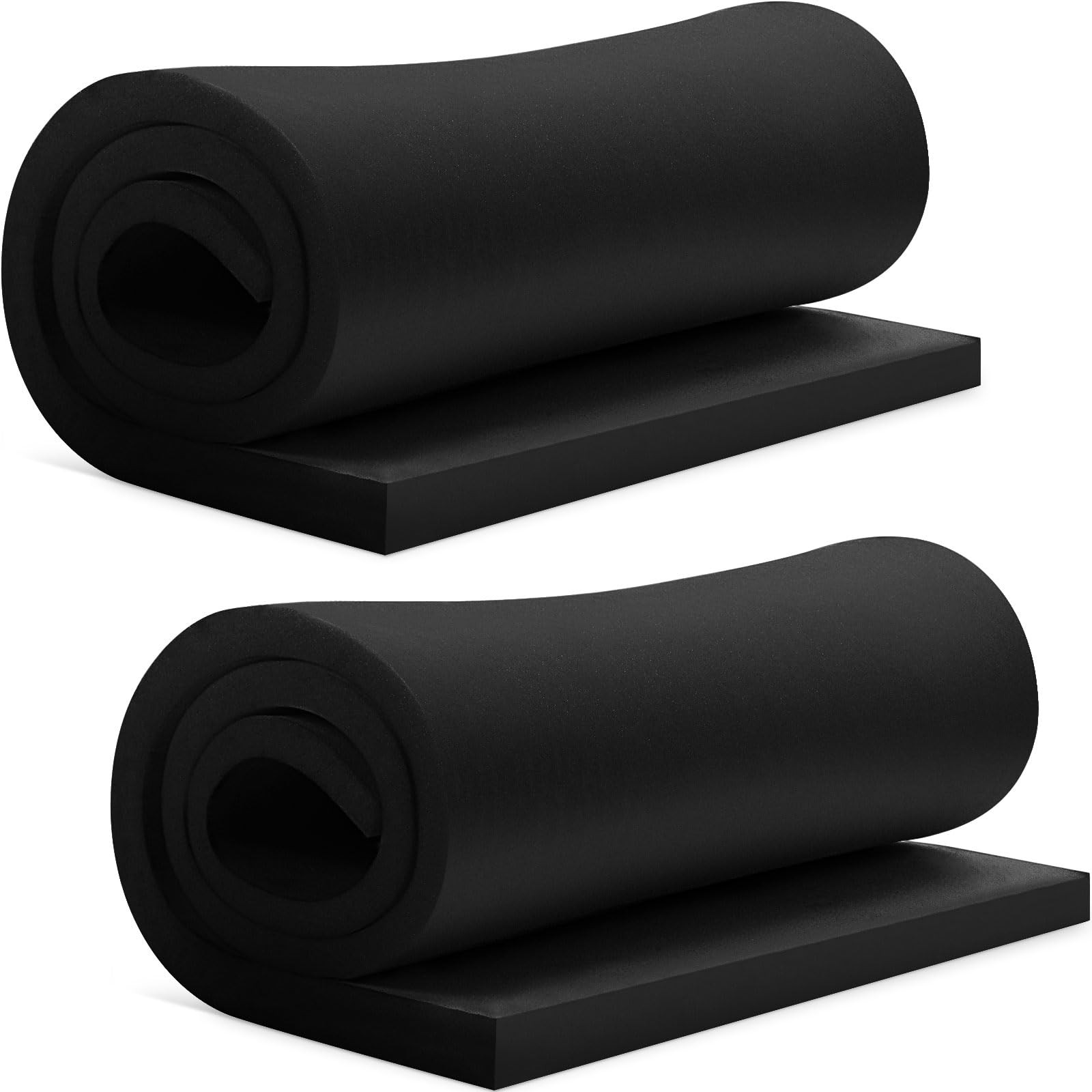 Frienda 2 Pcs Upholstery Foam 1" x 24" x 72" High x x 72", Black