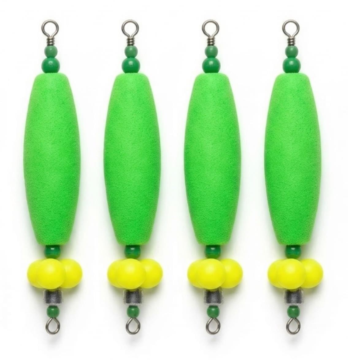 New LOT Of 12 FISHING FLOATS High Vis FOAM CIGAR BOBBERS Weighted Green 12pc NIB
