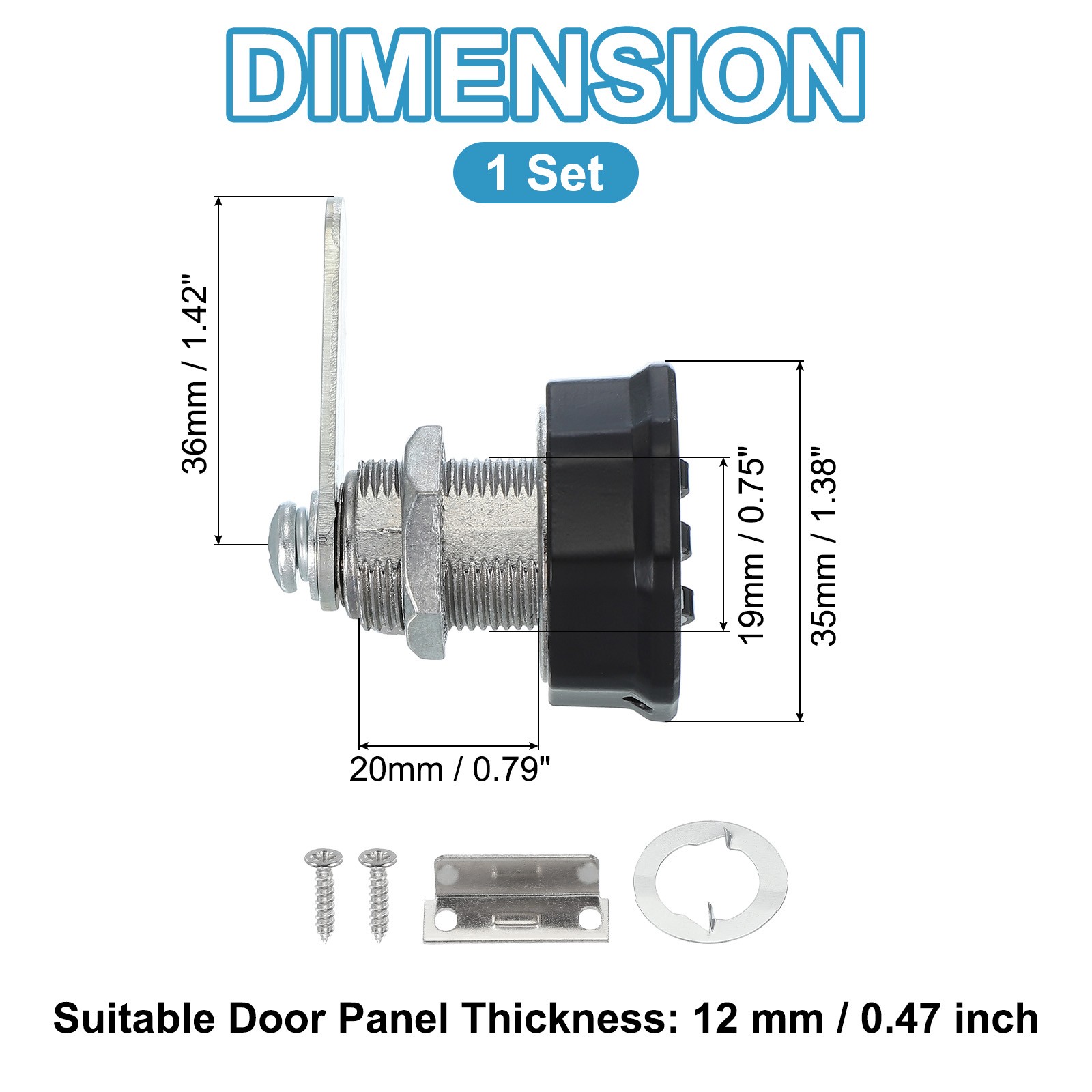 For 13/16" Combination Cylinder Lock for Cabinet Code Black