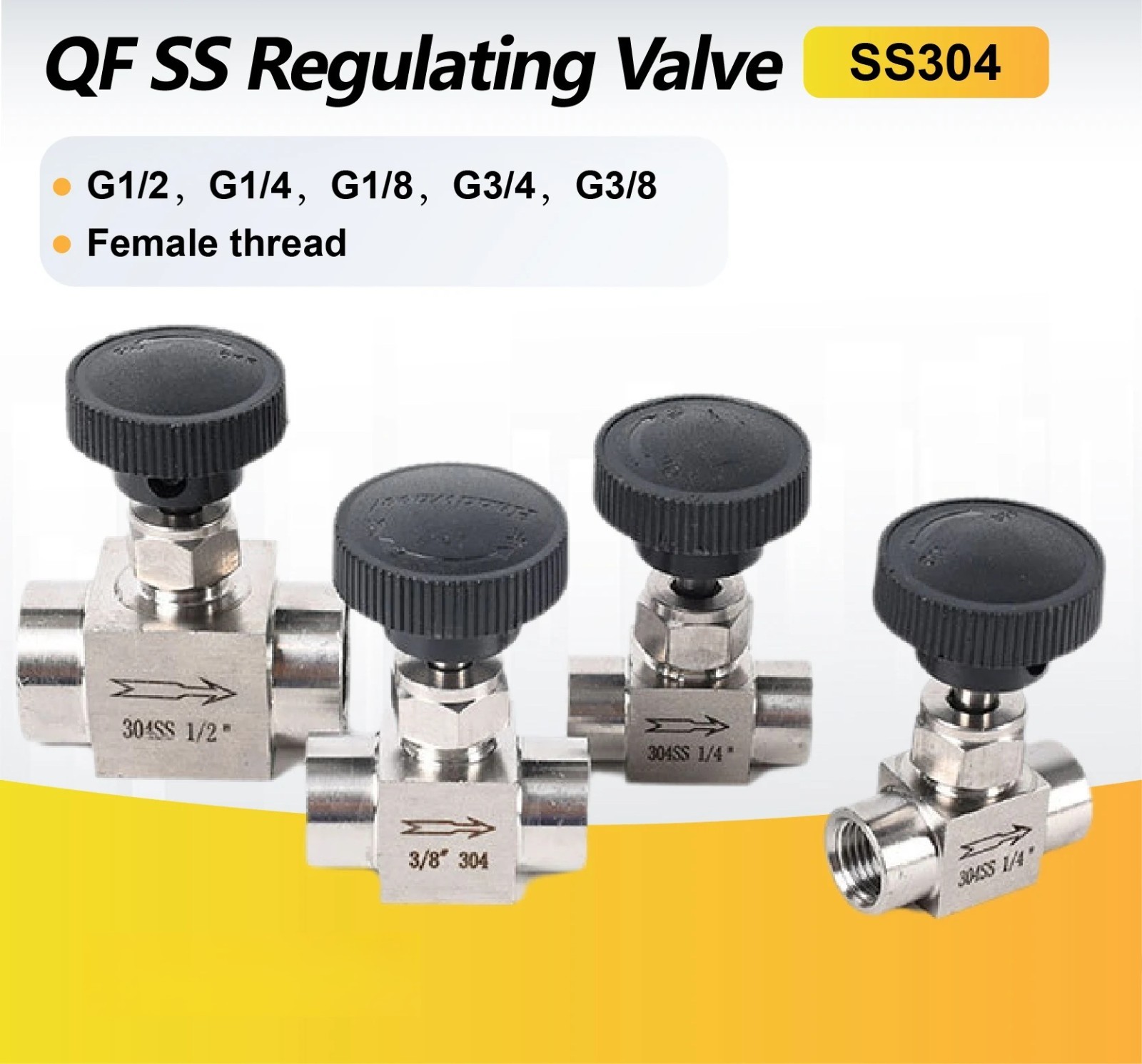 Needle Valve 304 Stainless Steel Female Precision Flow Control G1/8 G1/4 G1/2