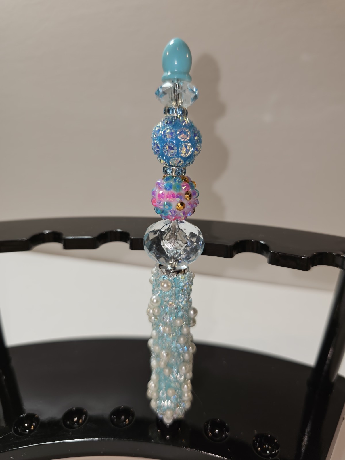 Handcrafted Rhinestone Acrylic Beaded Stylus Sparkly Bling Blue