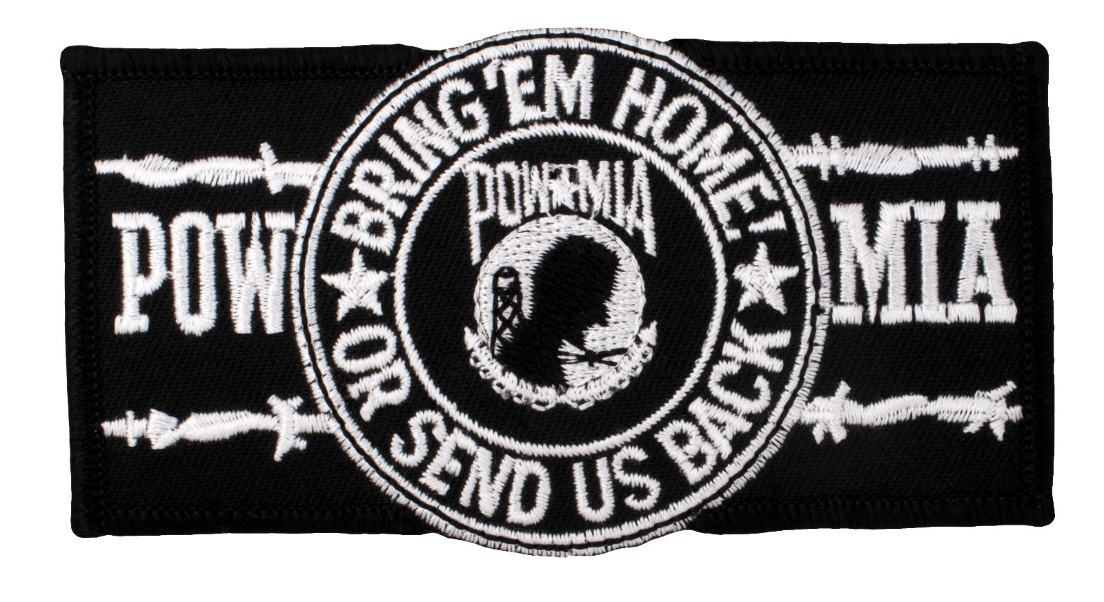 POW-MIA Bring 'em Home or Send Us Back (298) 4 1/4" x 2 1/4" Embroid Patch 55987