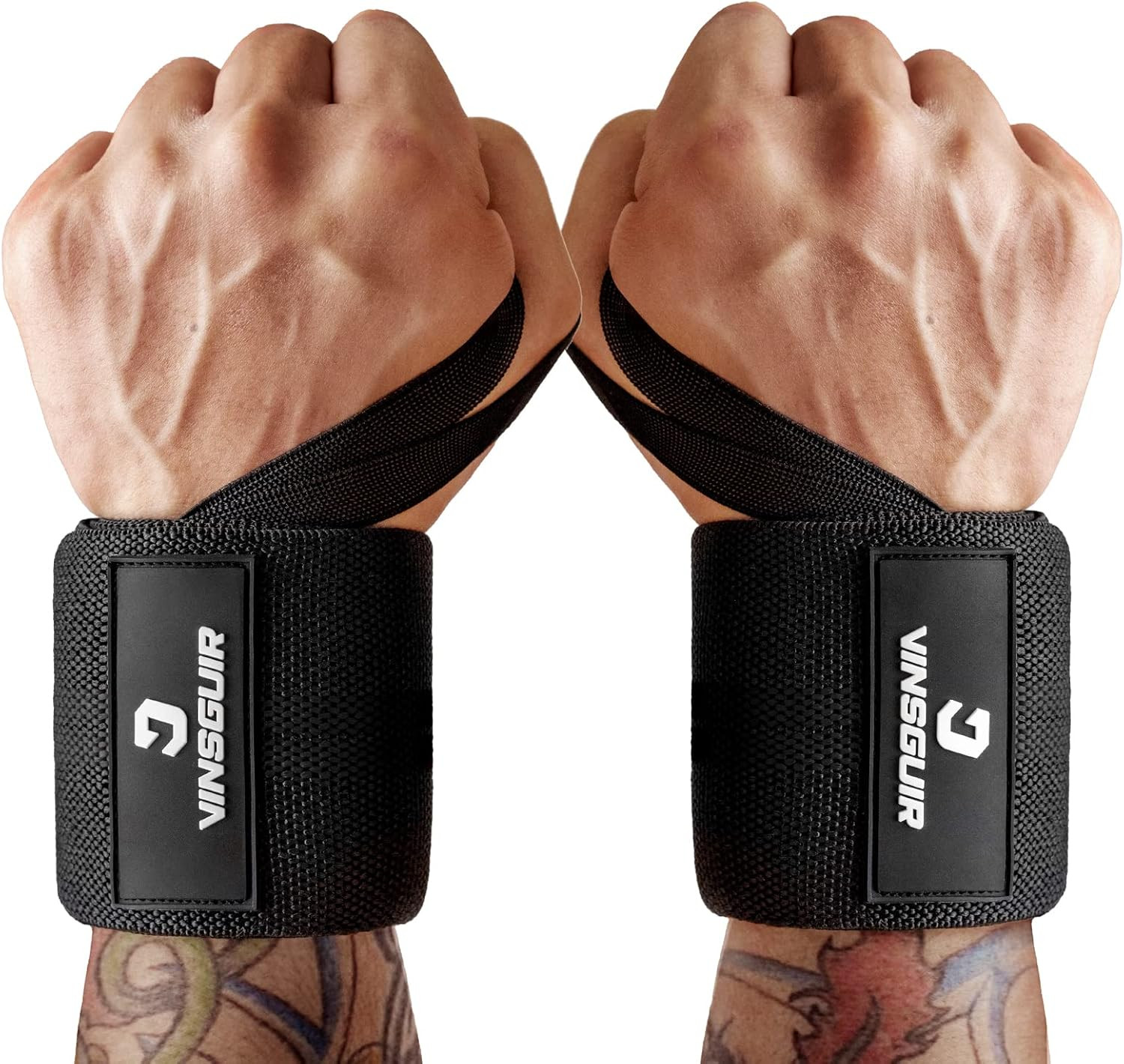 “21’’ Elastic Wrist Straps for Weightlifting | Gym Support Wraps Pair”