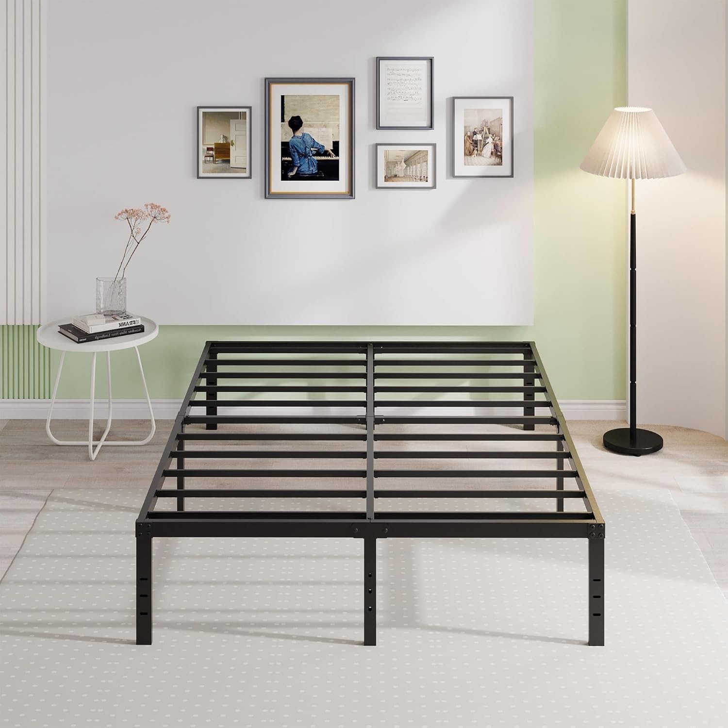 Queen Bed Frame 18" Tall: Heavy Duty Metal Platform with Under-Bed Storage