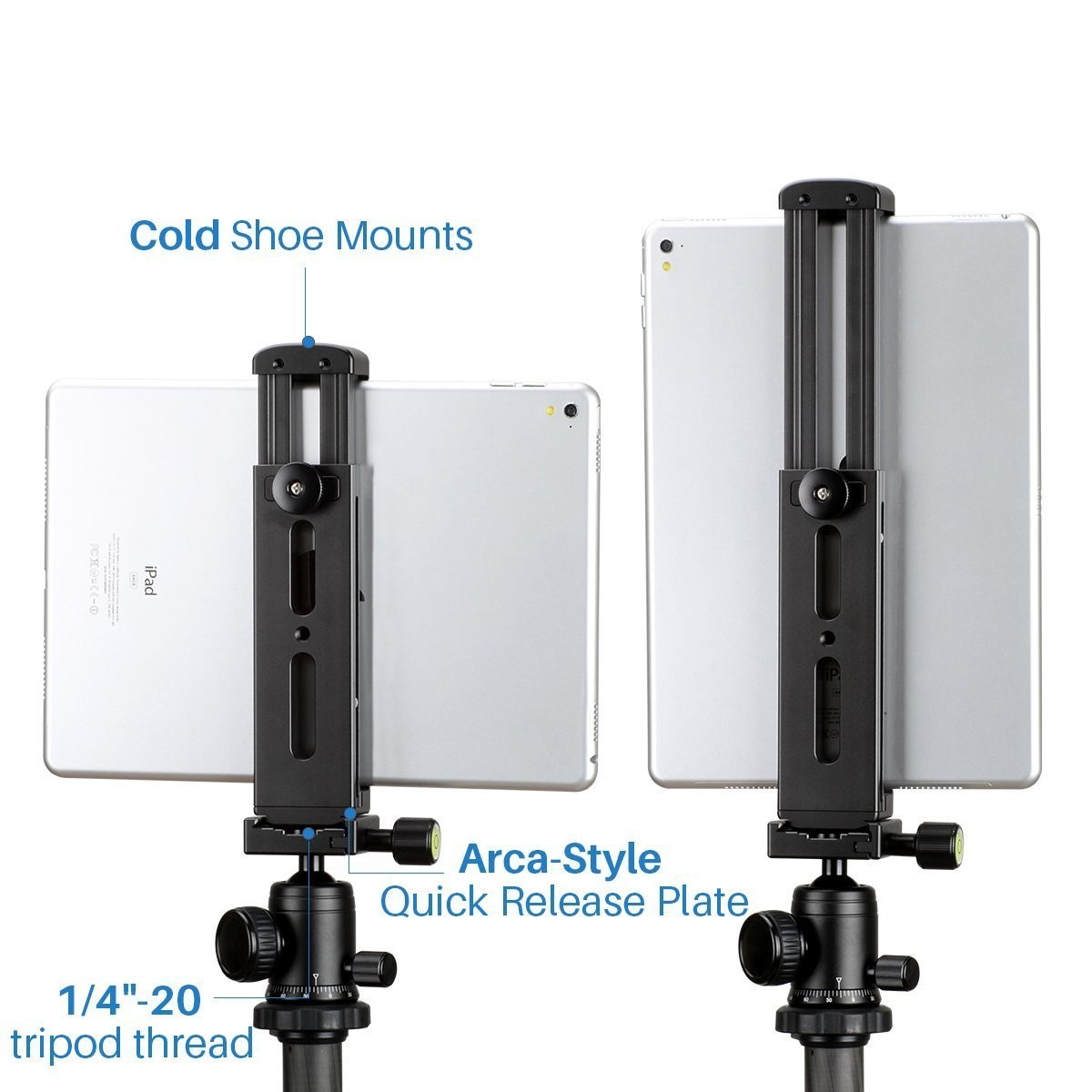 U-Pad Pro, Universal Metal Phone & Tablet Tripod Mount | Heavy Duty | Cold Shoe
