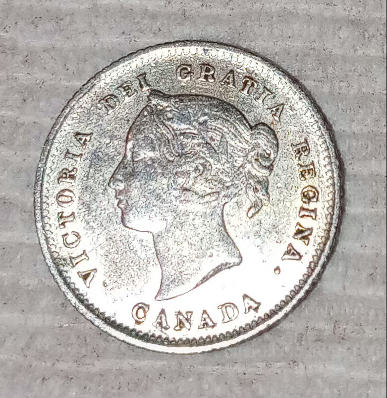 1880-H CANADA 5 CENTS STERLING SILVER COIN * CHOICE VF * SHIPS USPS TRACKED