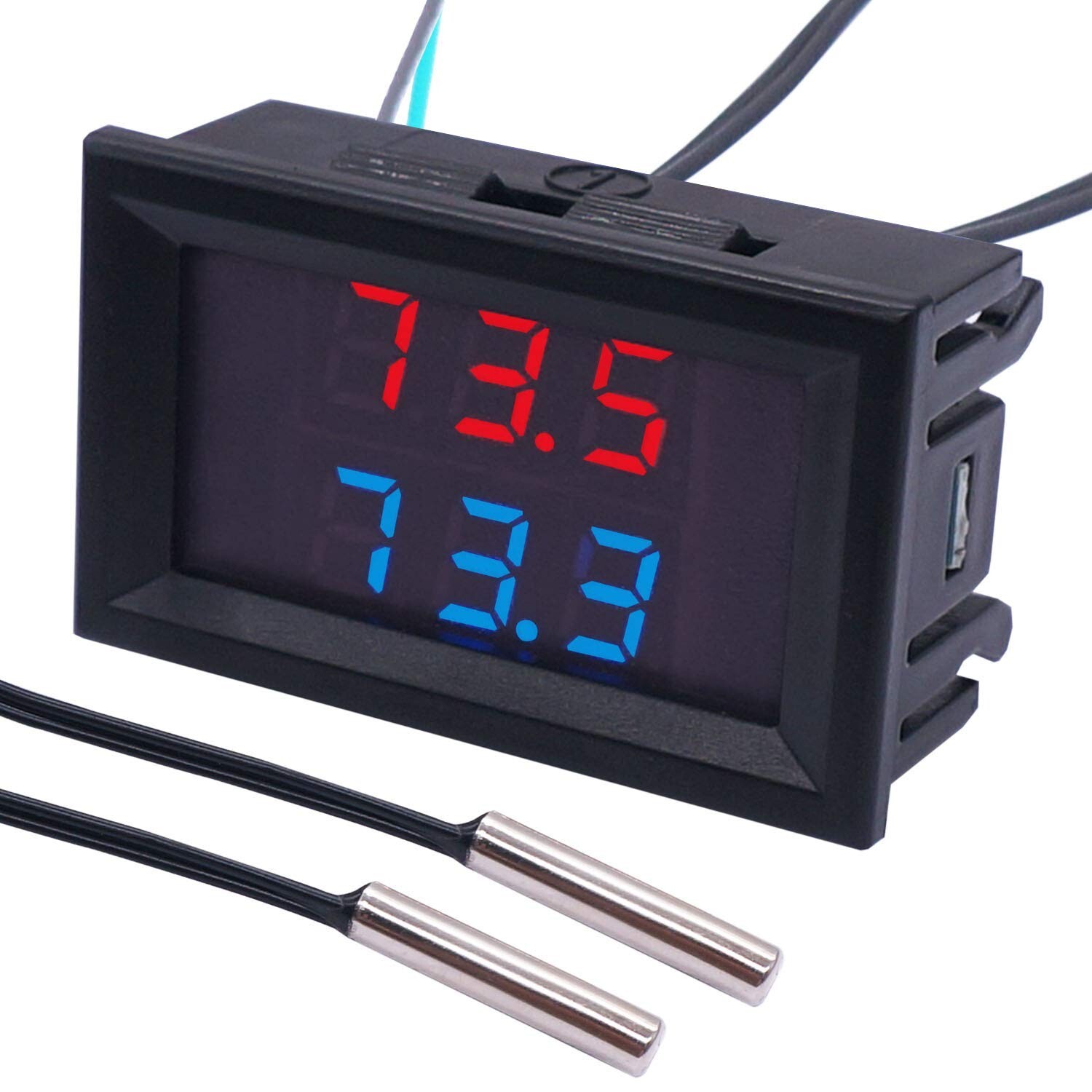 Digital Thermometer Dual LED Display Fahrenheit to Centigrade Adjustable DC 4...