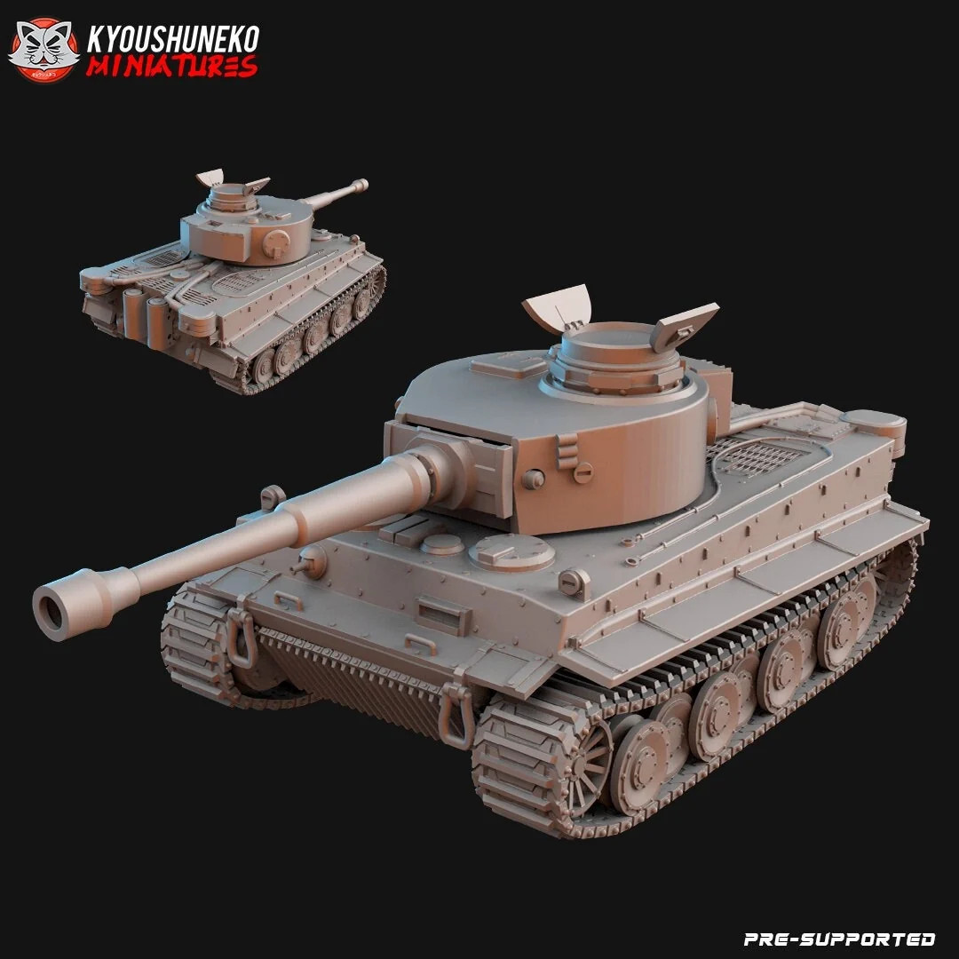 WW2 German Tiger Tank - 12-65mm WW2 Army - Resin Tabletop Miniature