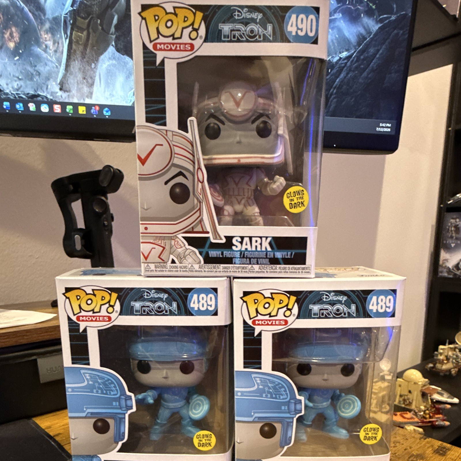 Funko POP! TRON Glow in the Dark 3-Pack Lot Tron 489 x2 Sark 490 Vinyl