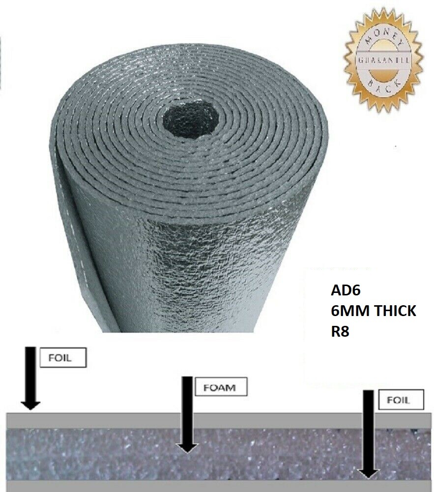 USEP -6mm Premium Reflective Insulation Roll Foam Core Radiant Barrier R8 48X50