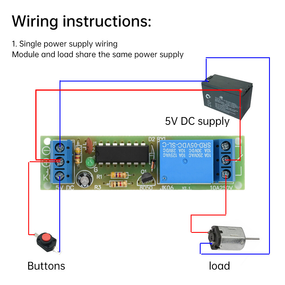 DC5V 1 Way Bistable Single Key Switch Relay Module High Level Self-Locking Relay