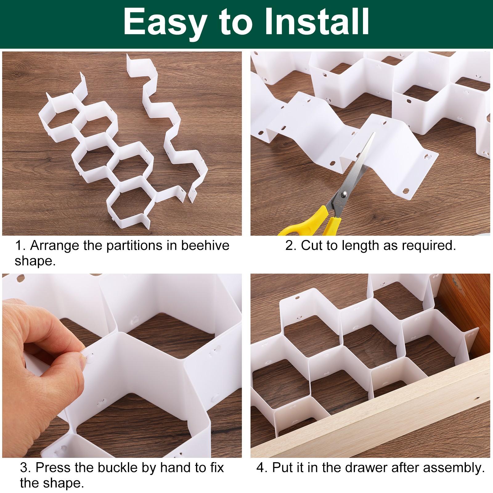 4Pcs Plastic Adjustable Separator Drawer Organizer Divider Blue