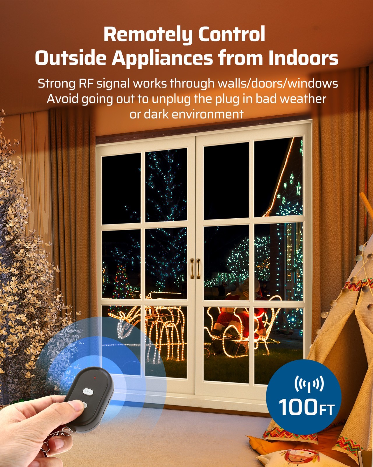 DEWENWILS Outdoor Wireless Remote Control Outlet, Remote Controlled Light Switch