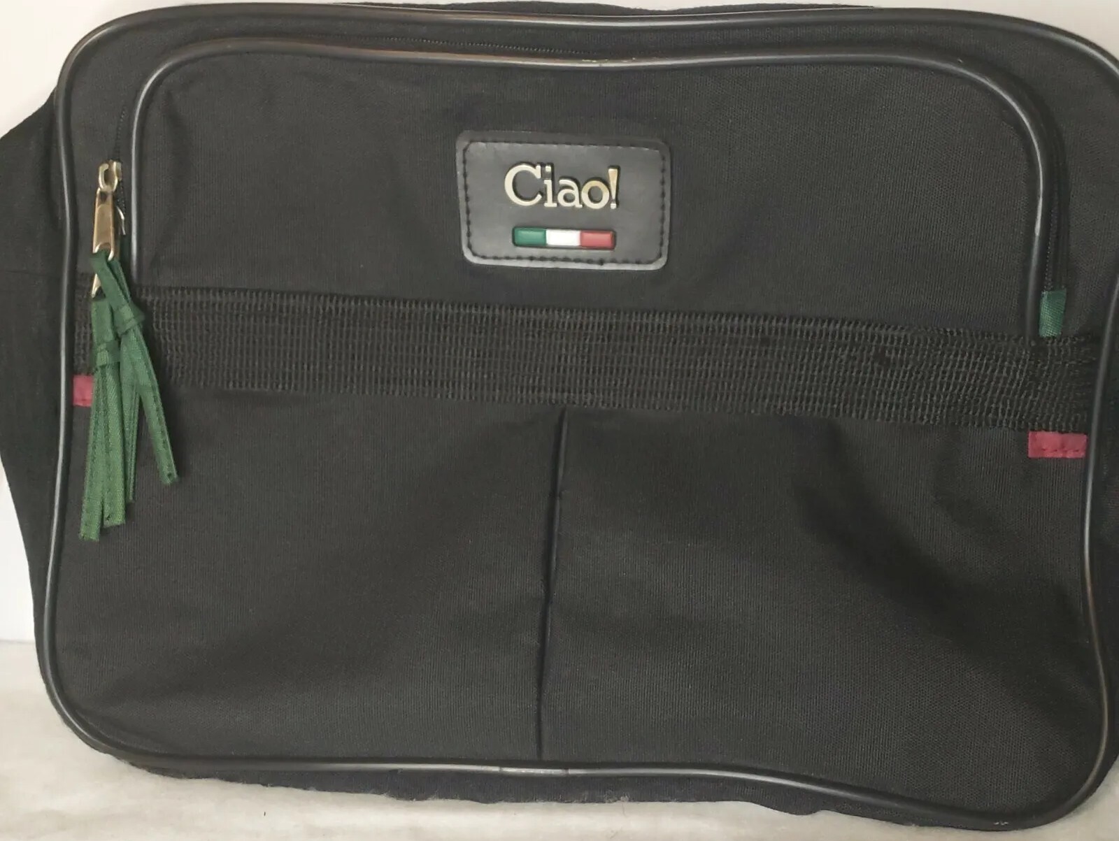 Ciao Black Messenger Bag with Shoulder Strap 15" L x 11" H x 6" W