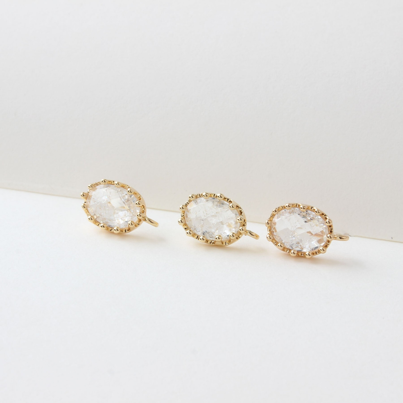 6pcs Oval Crystal Stud Earring,Cubic Zirconia Oval Earring,Zircon Earring Post