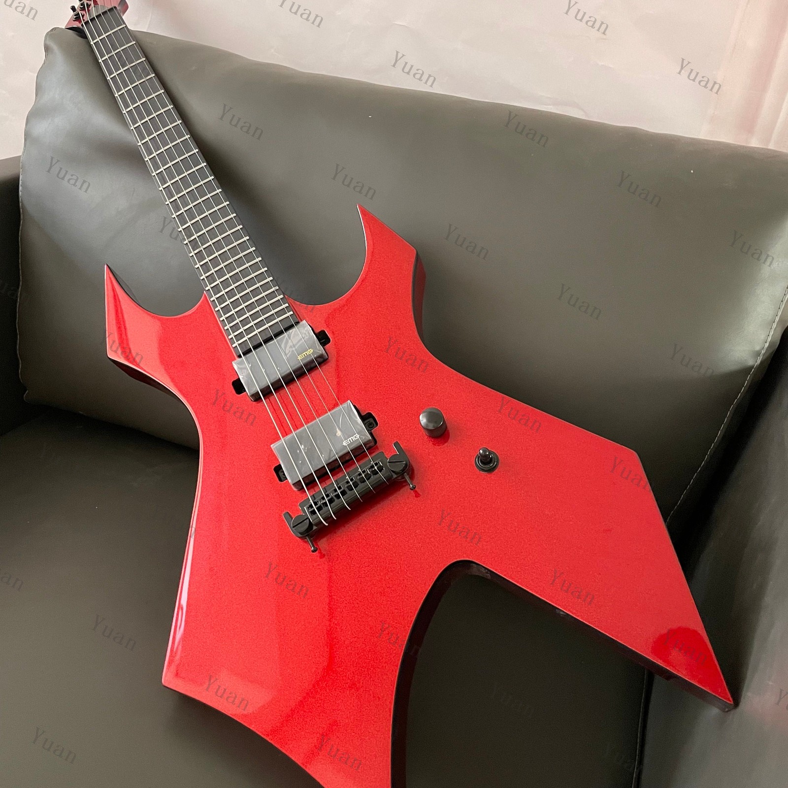 Solid body Electric Guitar HH Pickups Black Hardware H-H Pickups Red Sparkle