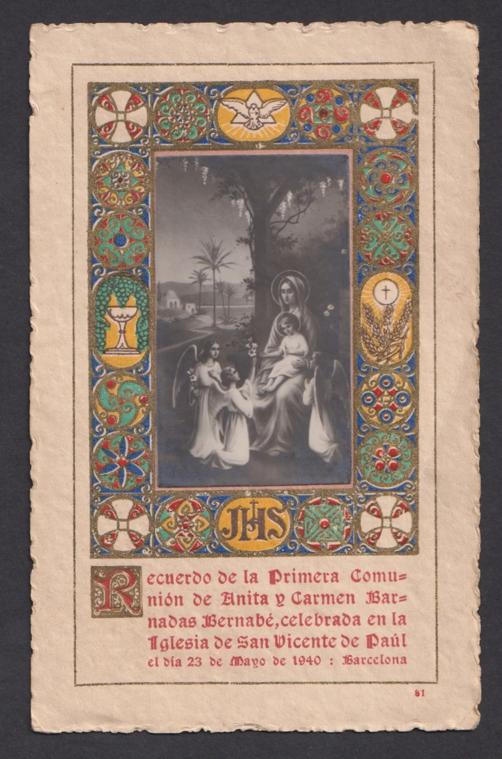 Holy card antique de la Virgin santino image pieuses estampa