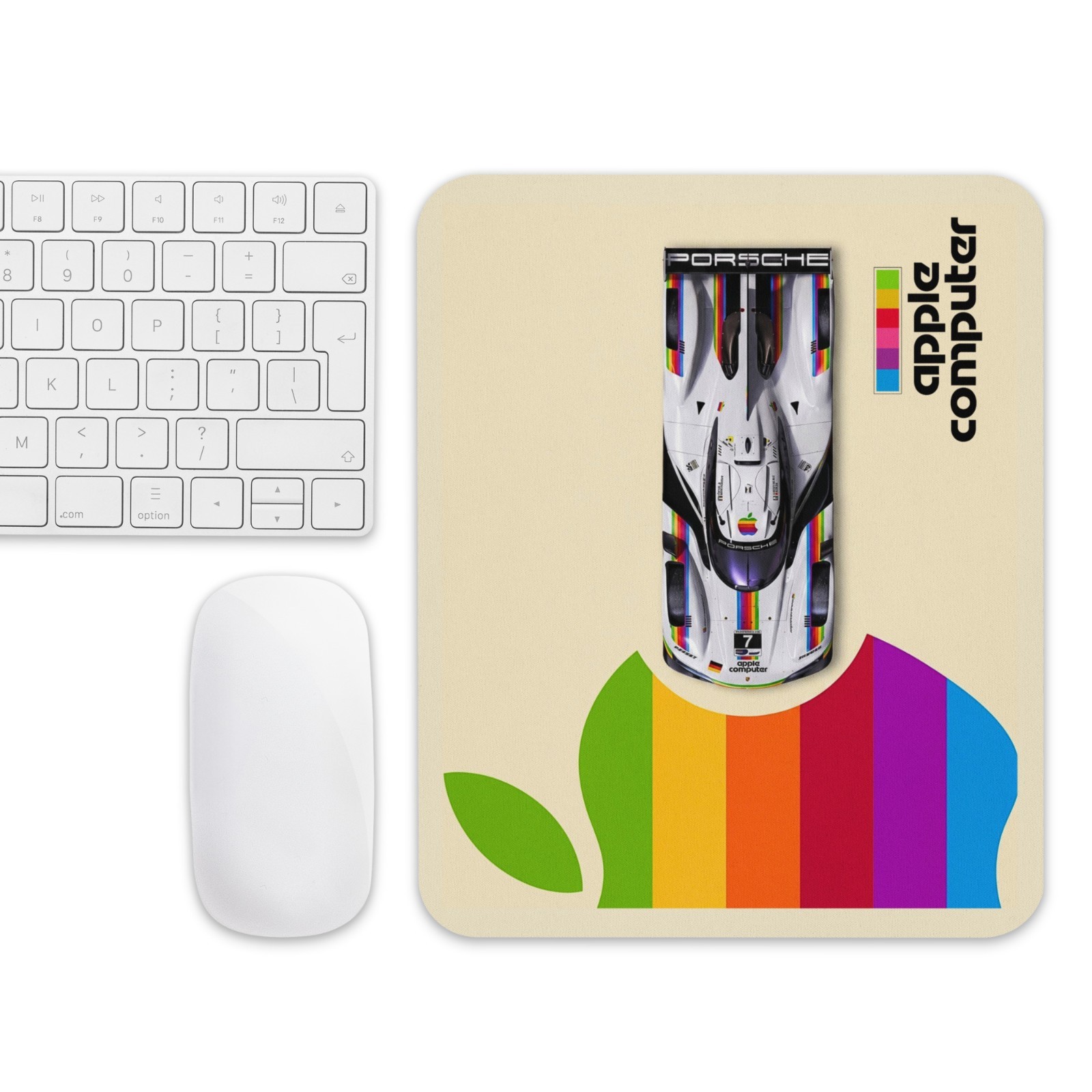 Retro Apple Computer & Porsche Mouse Pad – Vintage Style 9.5" x 7.75"