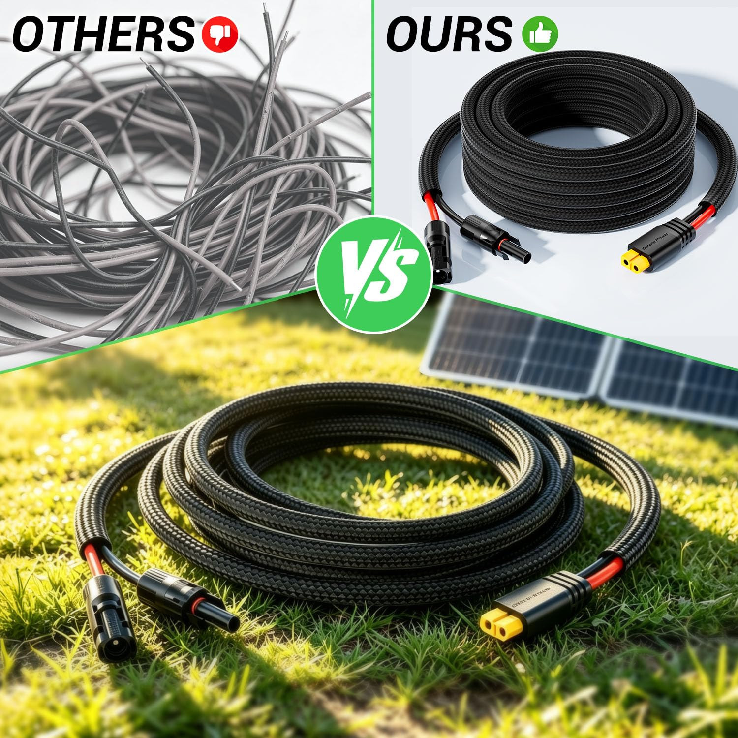 Solar to XT60 Extension Cable, 12WG 10FT Flame Retardant Protective Sleeving Sol