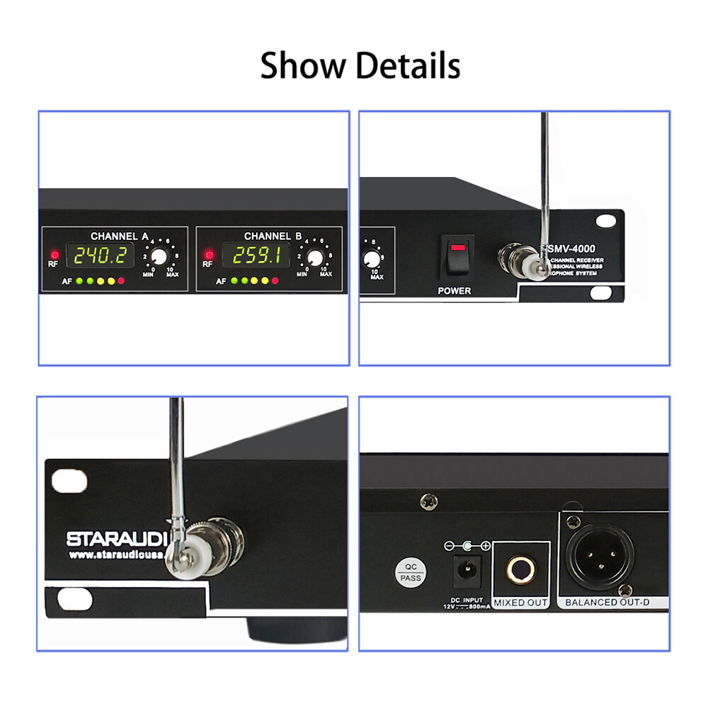 Wireless VHF Microphone System Handheld & Headset Lavalier Bodypacks Microphones