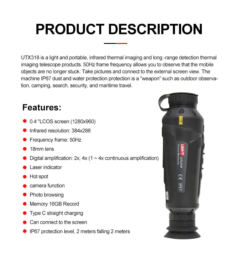 UNI-T UTx318 Night Version Thermal Imaging Monocular IR Camera Video Recorder