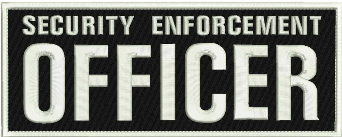 Security enforcement officer embroidery patch 4X10 hook white