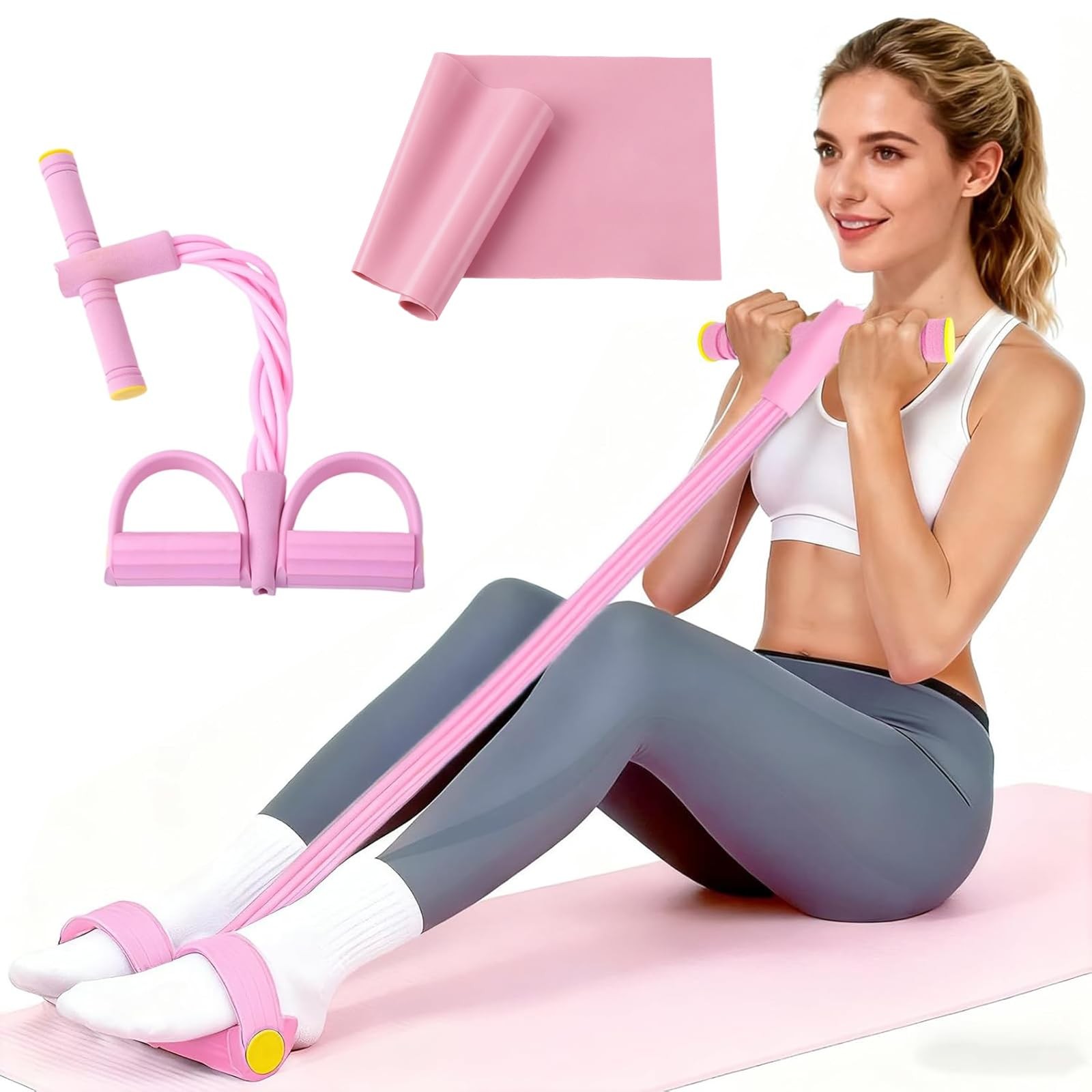 Pedal Resistance Band, 6 Tube Foot Pedal Handles Resistance Bands, Multifunct...