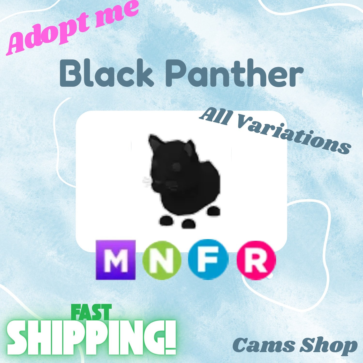 Black Panther | All Variations No Pot, FR, NFR, Mega, MFR - Adopt From Me Pets