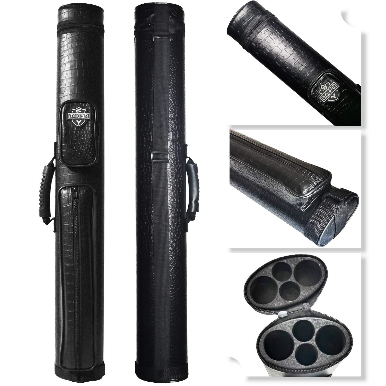 2x2 Hard cue case Oval Pool Cue Billiard Stick Carrying Case A02-Black