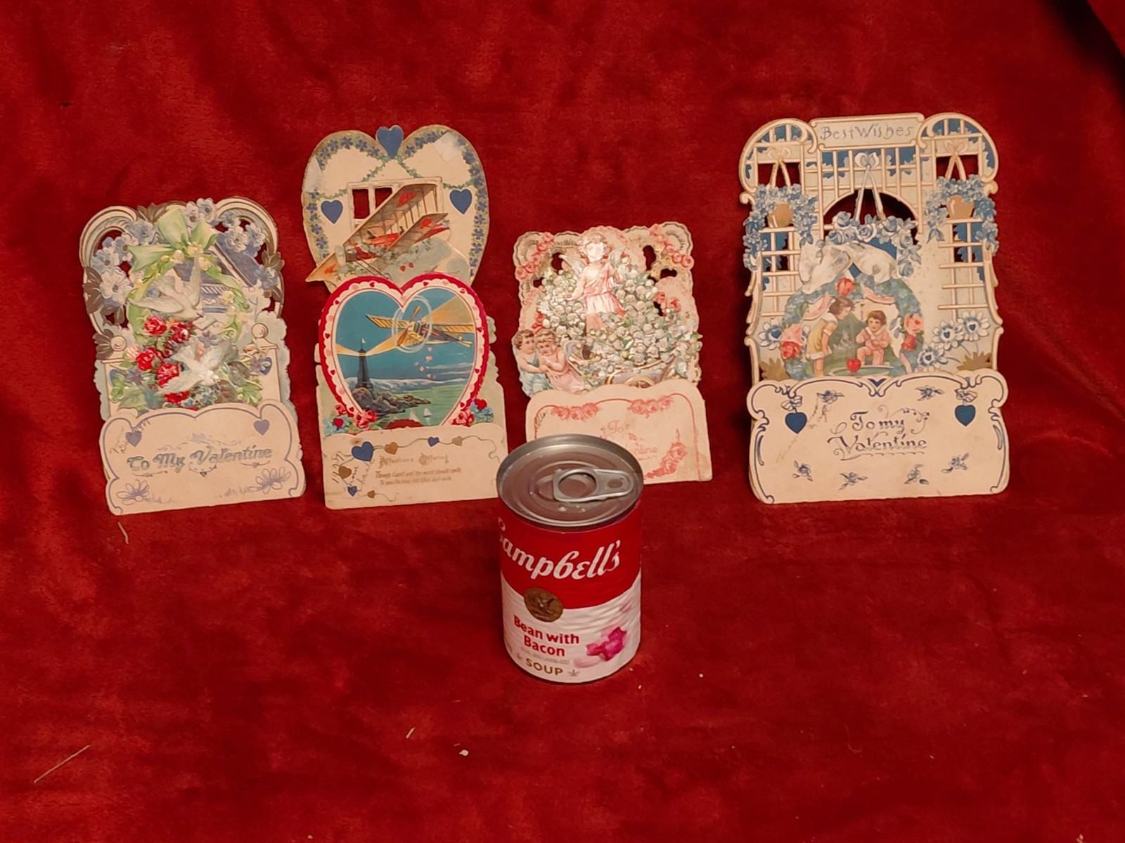 Antique Valentine Card German Victorian 4 3D Pop Up Fold Out 2 Need Repair