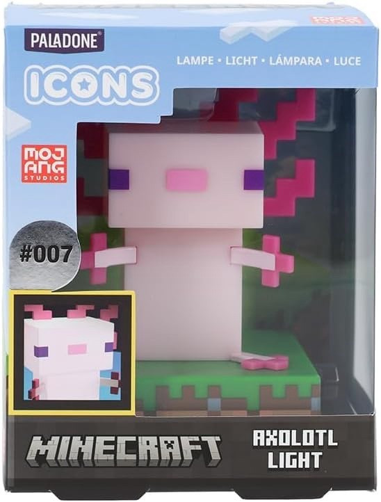 Paladone Minecraft Axolotl LED Night Light, Battery Powered, #007