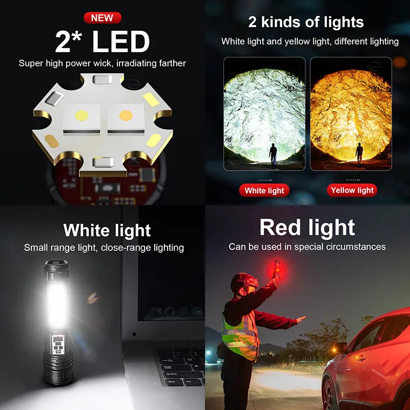 120000000Lumens Super Bright LED Tactical Flashlight USB Rechargeable Work Light