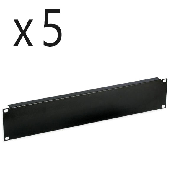 5 Pack Lot, Two Space 2U 19" Blank Network Rack Mount Server Panel Filler Spacer