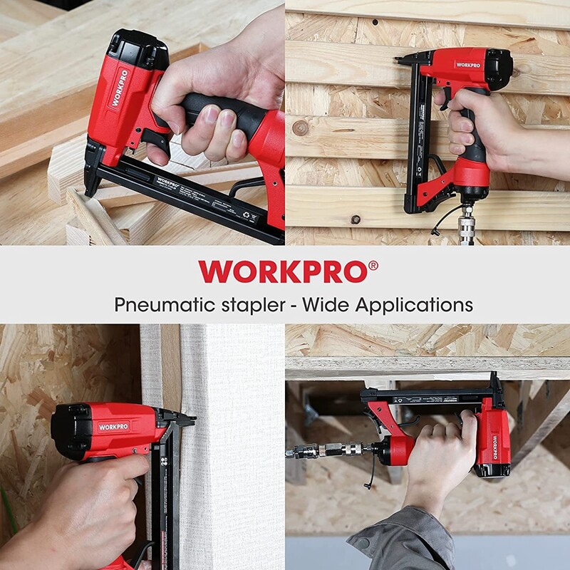 WORKPRO Pneumatic 20 Gauge Staple Gun T50 Upholstery Stapler With/1260PC Staples