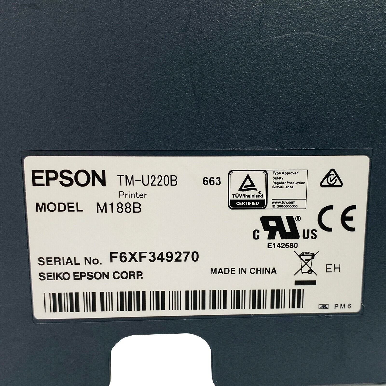 Epson TM-U220B Dot Matrix POS Receipt Kitchen Bar Printer Serial No AC Adapter