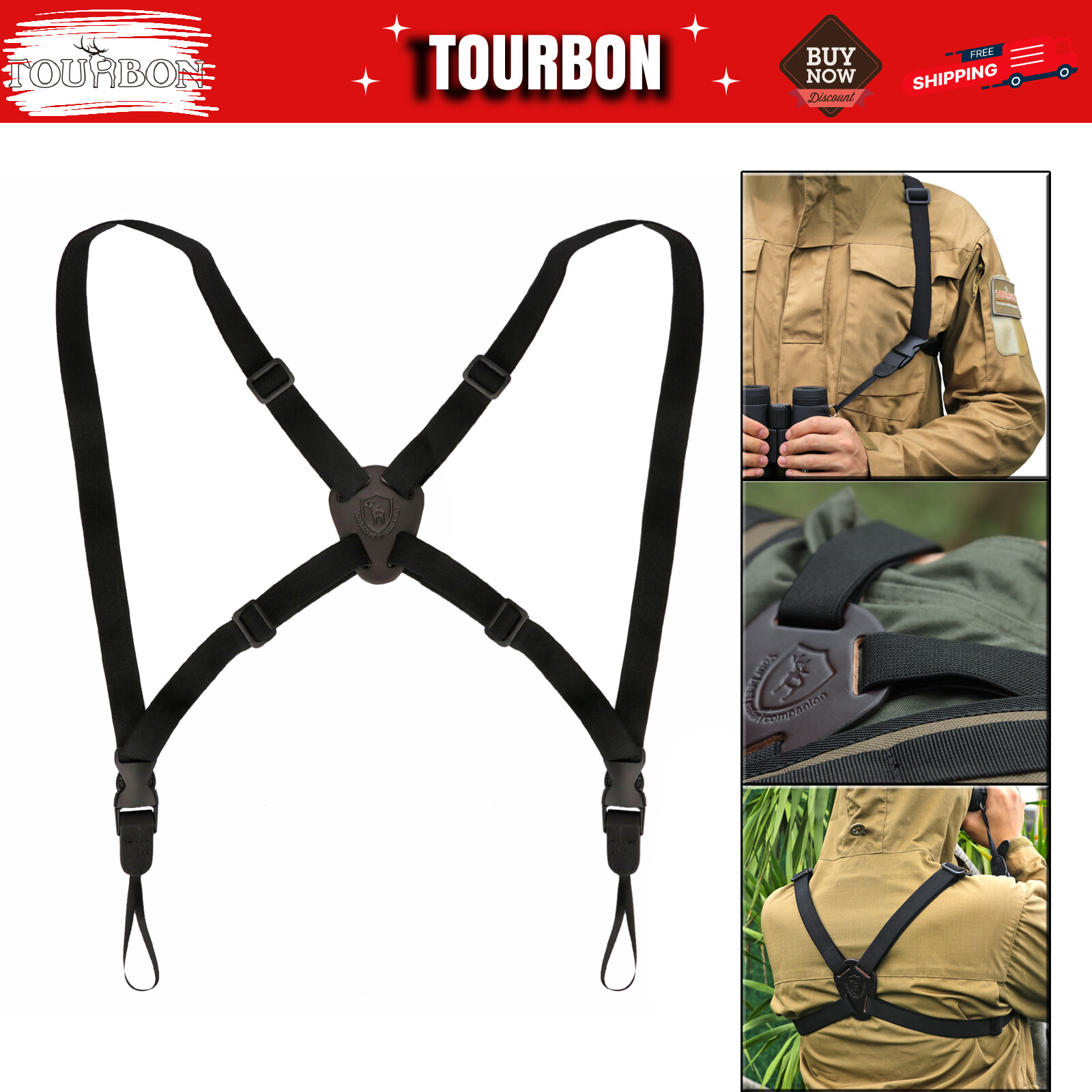 Hunting Binoculars Harness Camera Carry Strap Optics Rangefinder Holder-TOURBON