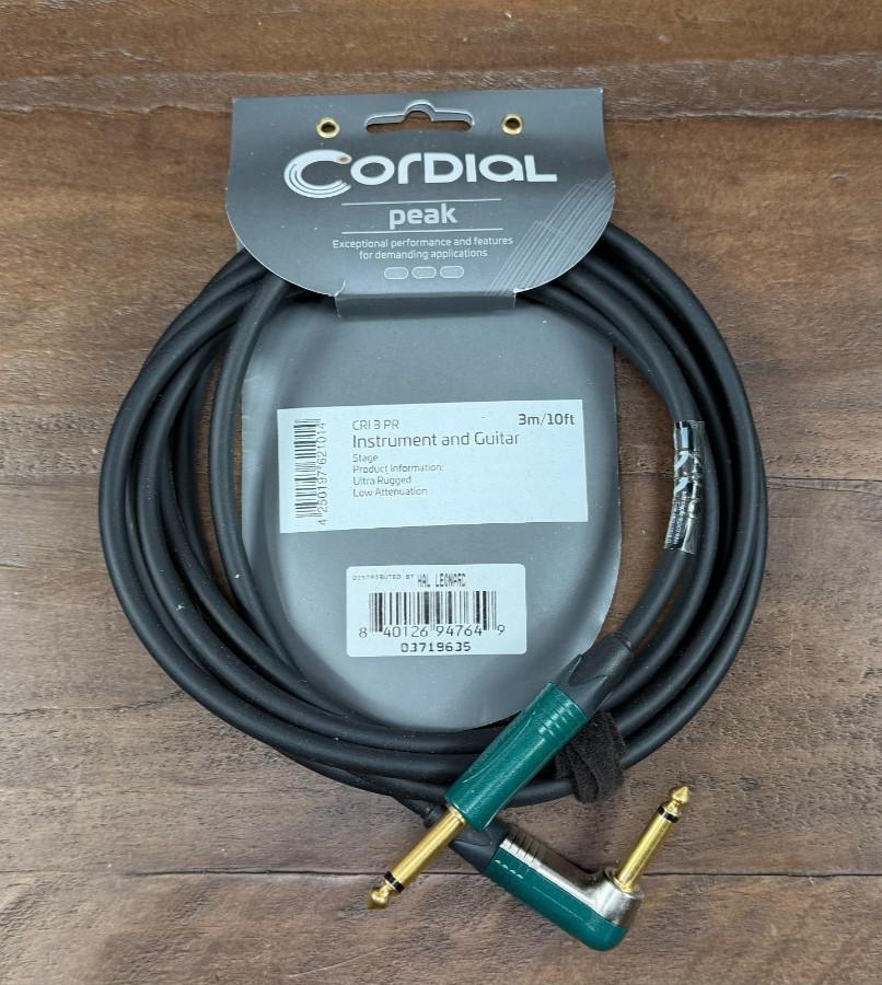Cordial Encore Peak CRI 3 PR Instrument And Guitar 3m/10ft Black