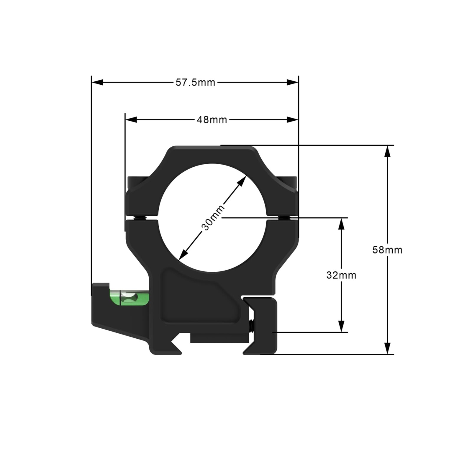 30mm Precision Scope Rings, Compatible with Picatinny Rails, 2 PCS | with Level
