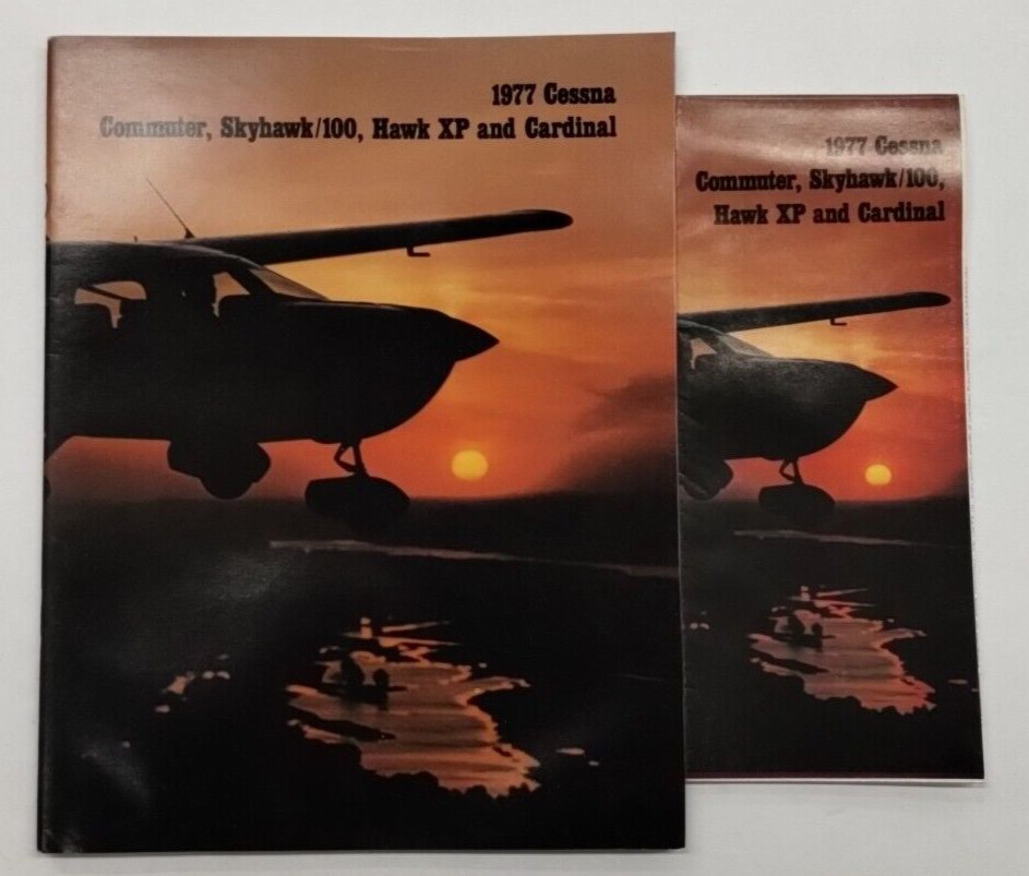 2-Cessna 1977 Commuter, Skyhawk/100, Hawk XP & Cardinal Brochures-Original