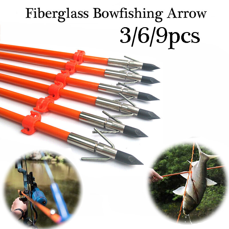 Archery 32" Bowfishing Arrows Broadheads Safety Slides Bow Fishing Hunting
