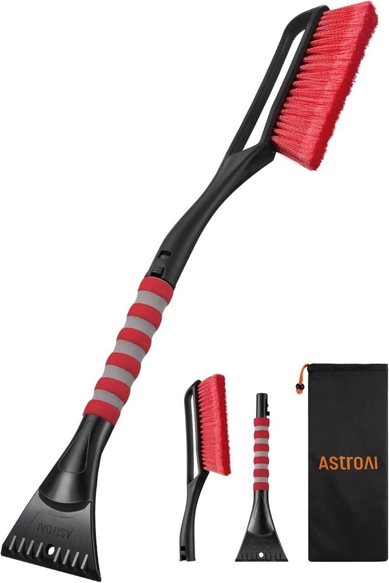 AstroAI 27" Snow Brush and Ice Scrapers for Car Windshield, Detachable Snow...