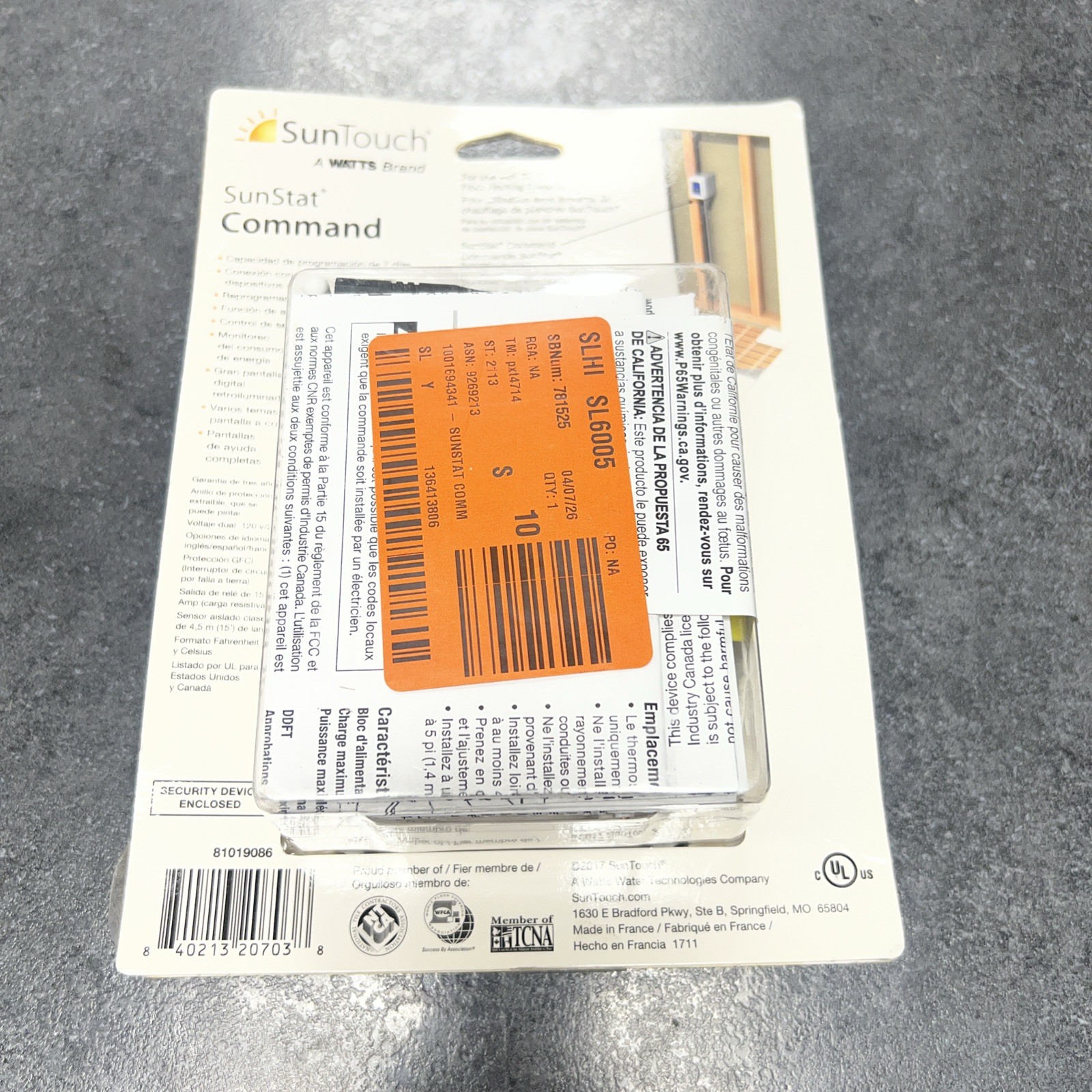 SunTouch SunStat Command Programmable Touch Screen Thermostat 120/240V