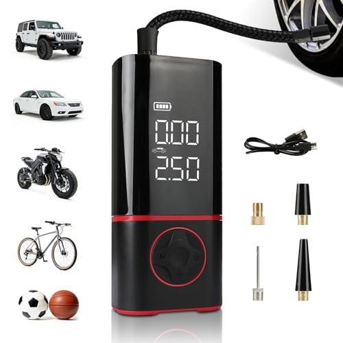 Portable Air Compressor, Tire Inflator with Digital Gauge, 2000mAh