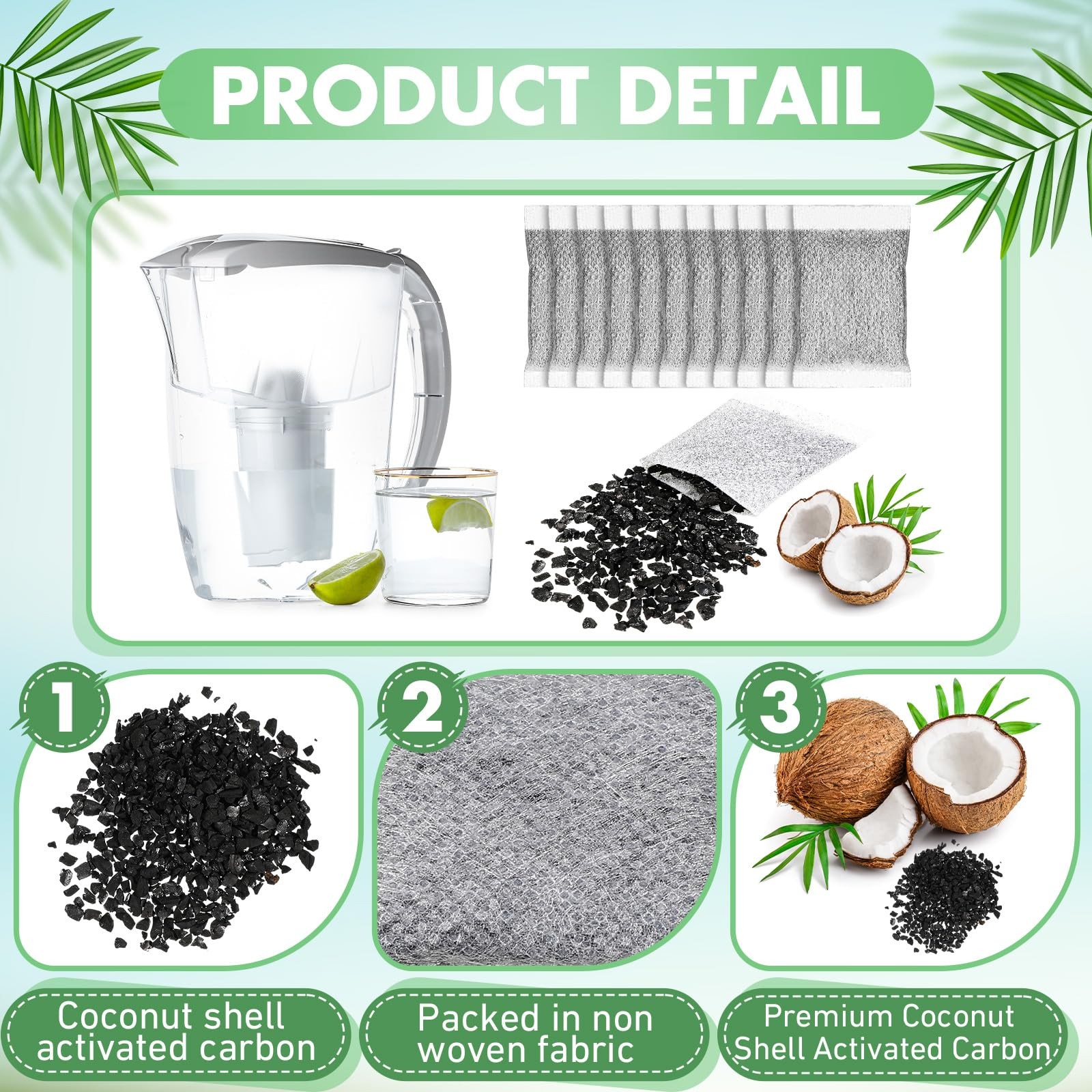 100 Pcs Activated Charcoal Water Filter Coconut Shell Distiller Filters Activ...