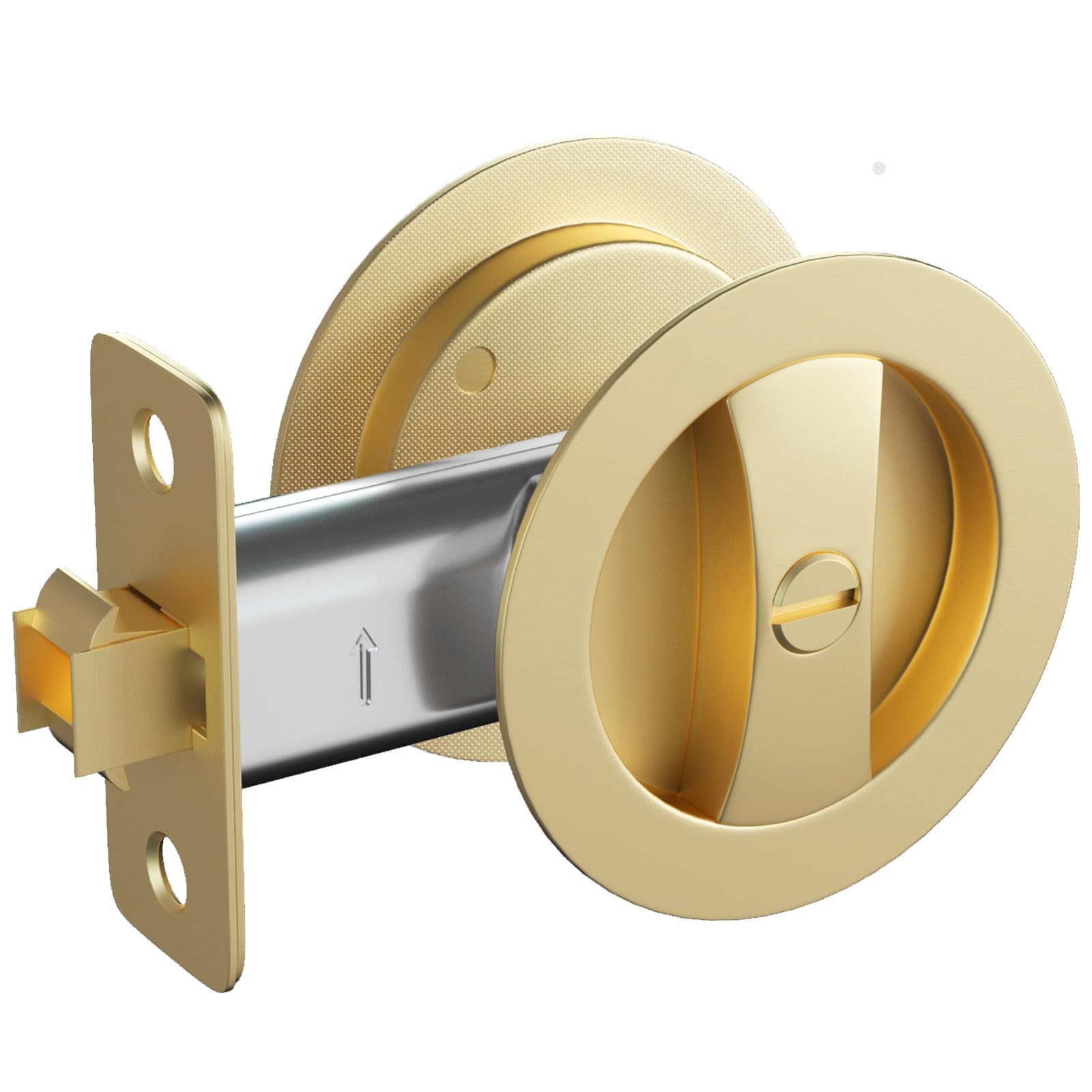 goldenwarm Brushed Nickel Round Pocket Door Classic 1 Pack, Gold