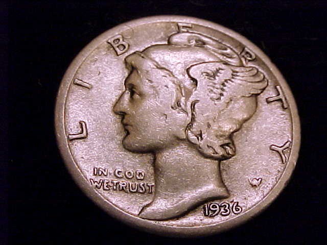 1936-S Mercury Dime,  Very Good to nearly Fine in  Grade