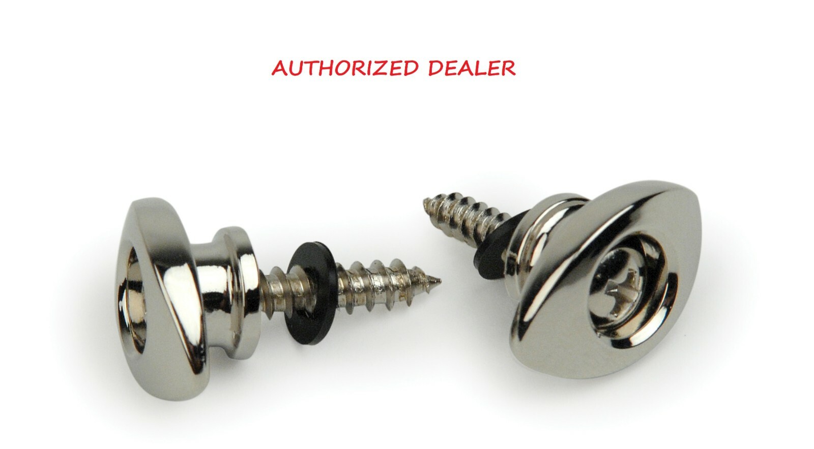 D'Addario PWEEP202 Elliptical Guitar Strap Pin, Button End Pin Chrome Pair